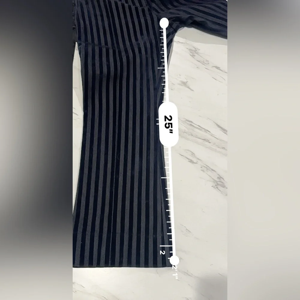 D e r e k L a m - Navy Velvet & Cotton Striped Crop Flare Trousers Sz 2 - Picture 5 of 7